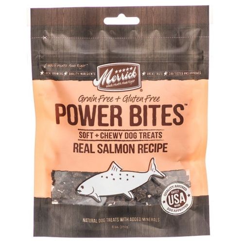 Merrick Power Bites Soft & Chewy Dog Treats Real Salmon Recipe Merrick Power Bites Soft & Chewy Dog Treats Real Salmon Recipe