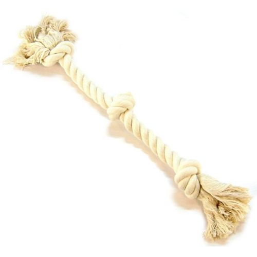 Flossy Chews 3 Knot Tug Toy Rope for Dogs White